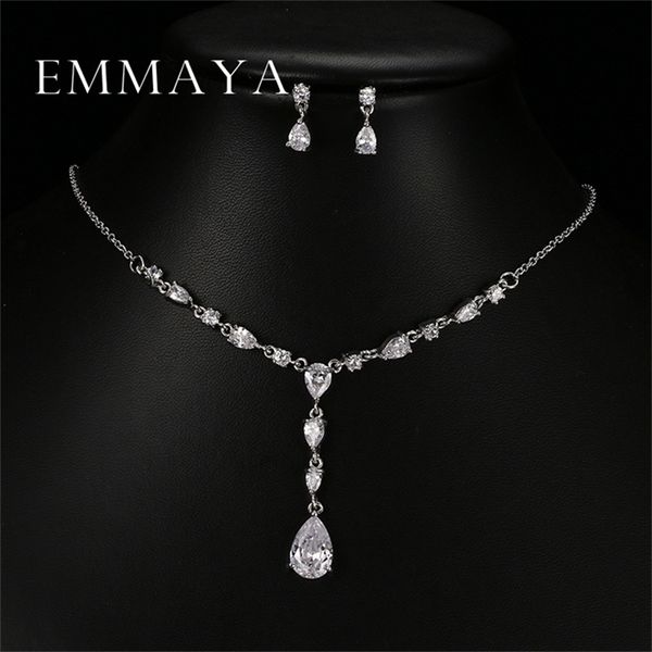 Outros conjuntos de jóias Emmaya Trendy White Water Grow Drop Cubic Zirconia Wedding Jewelry Sets Brios de colar de declaração de luxo Definir acessórios de vestido 220921