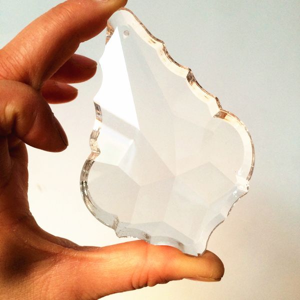 Lampadario di cristallo 5 pz / lotto 76mm vetro trasparente cristallo foglia d'acero prisma parti decorazione lampada luce pendente accessori appesi