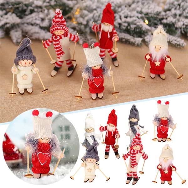 Decorações de Natal Christmas Chrold Ski Ski Doll's Doll House Toy Mini Doll Tree Christmas Pingente 1pcs Firefight Toy Skydive Toy 220921