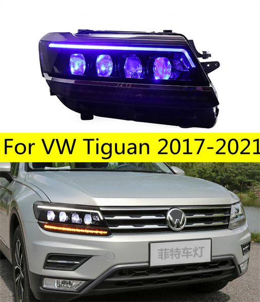 Conjunto de farol para vw tiguan 20 17-20 21 led luzes principais de condução drl feixe alto faróis de sinal de volta acessórios