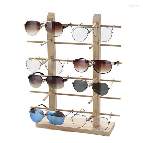 Schmuckbeutel, Brillengestell, Regal, mehrschichtig, Holz, Sonnenbrillen-Präsentationsständer, Halter für Paare, Schaufenster-Aufbewahrung