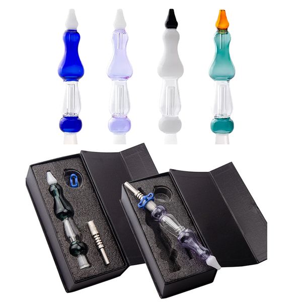 14mm Joint Nector Collector NC Kits Shisha Quarz Nagel Keramik Titan Nägel mit Kunststoff Keck Clip Dab Rigs Box Verpackung Wasserpfeifen