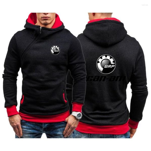 Herren Hoodies CAN-AM BRP 2023 Langarm Fitness Oblique Zip Kapuzenpullover Mode Sportbekleidung Slim Fit Trainingsanzüge Tops