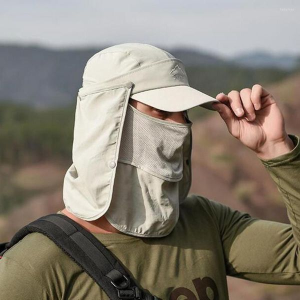 Berets 2022 Sommer UPF50 Sonnenhut für Frauen Männer Haken Schleife Befestigungen Neck Gaitor Abdeckung Outdoor Lange, Breite Krempe Wandern angeln Hüte