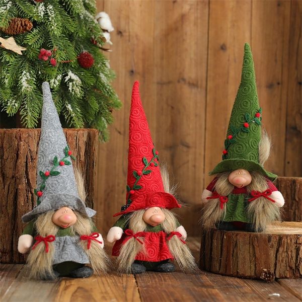 Рождественские украшения рождественские плюшевые игрушечные украшения гнома с большим носом Greenredgray Plush Doll Home Рождественский украшение Navidad Год 2023 220921