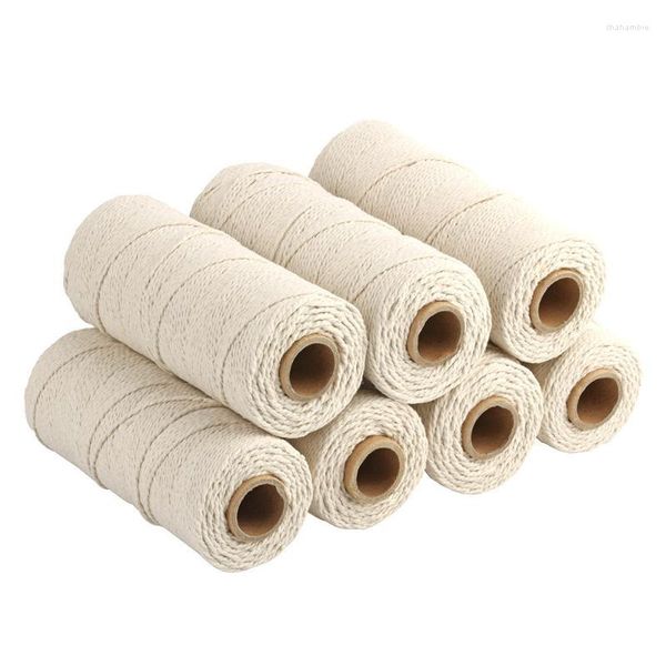 Filato per abbigliamento Durevole 300 m Cavo di cotone bianco Corda intrecciata beige naturale Corda per macramè artigianale Fai da te Forniture decorative per la casa fatte a mano 3mm