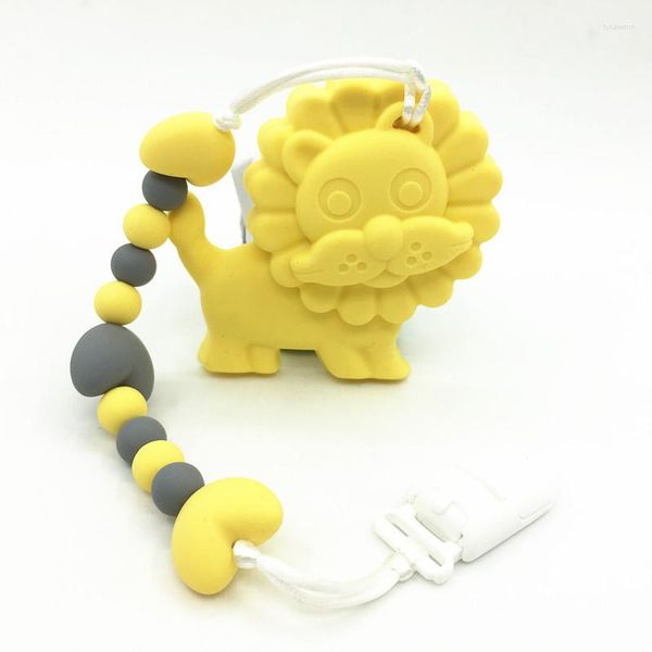 Подвесные ожерелья BPA Бесплатная пищевая кладка Силиконовый детский прощай игрушка свободные бусы с большим ожерельем льва оптом