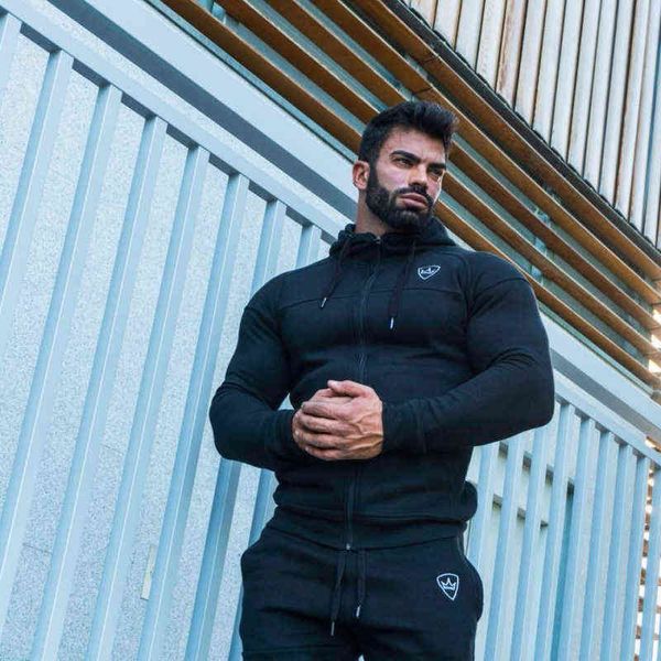 Herren Hoodies Sweatshirts Winter Fitness Männer Fitnessstudios Hoodies Sweatshirt Bodybuilding Hoody Reißverschluss Lässiges Sweatshirt Herren Slim Fit Kapuzenjacke