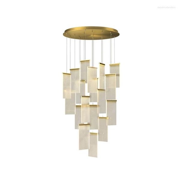 Lâmpadas pendentes Candelador LED moderno para escadas Long Corredor Villa Gold/Black Home Decoration Interior Iluminação