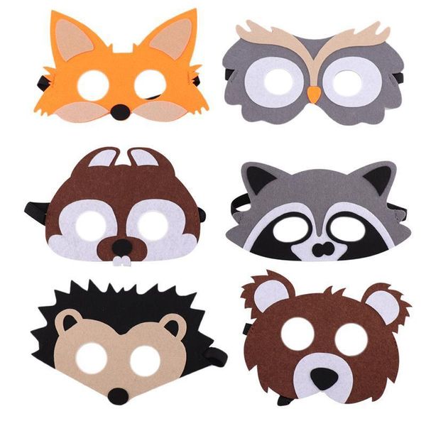 Máscaras de festa 10 PCs Animal Face Cartoon Jungle Feel Mask for Forest tema figurinos de Halloween Supplies 220920