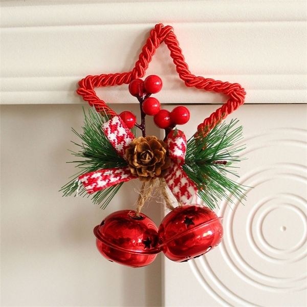 Decorazioni natalizie Ciondolo a campana con stella di Natale con ciondolo a forma di fiocco Ciondolo in legno appeso Artigianato per interni ed esterni Decorazione da giardino 87HA 220921