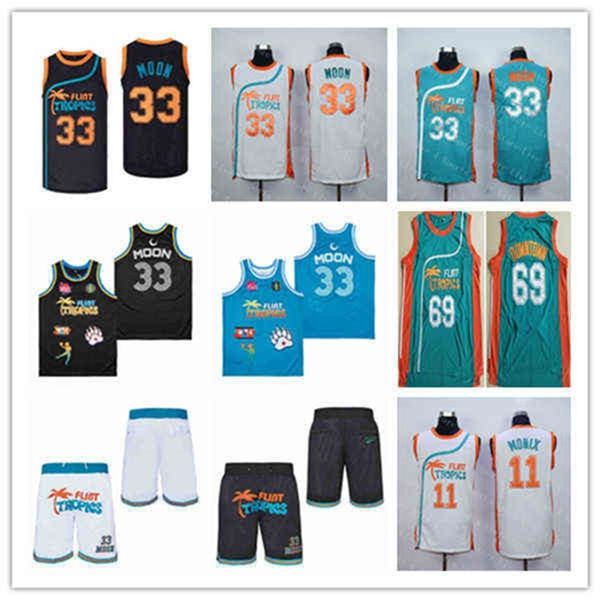 WSKT College usa homem filme de basquete de basquete Tropics Jackie Moon Jersey 7 caf￩ preto 11 Ed Monix 69 Downtown Green Branch Blue Pocket Shorts Si