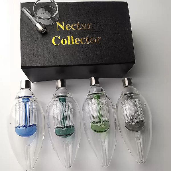 Glühbirne wie Nector Collectors 4 Farben Shishas Raucherzubehör mit Glasschale Titannagel mit Einzelhändler-Geschenkbox-Packung 510-Gewinde für den Großhandel