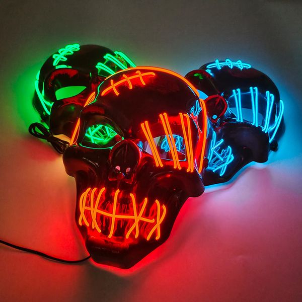 Maschere per feste Halloween LED Skull Light Up Festival Costume Cosplay DJ Horror Puntelli 220920