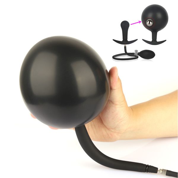 Itens de beleza Anal inflável Anal Buttplug Tail Dildo Bomba Silicone Anus Butt Dilator Massageador de próstata com Metal Ball Sexy Toy para Mulher Men