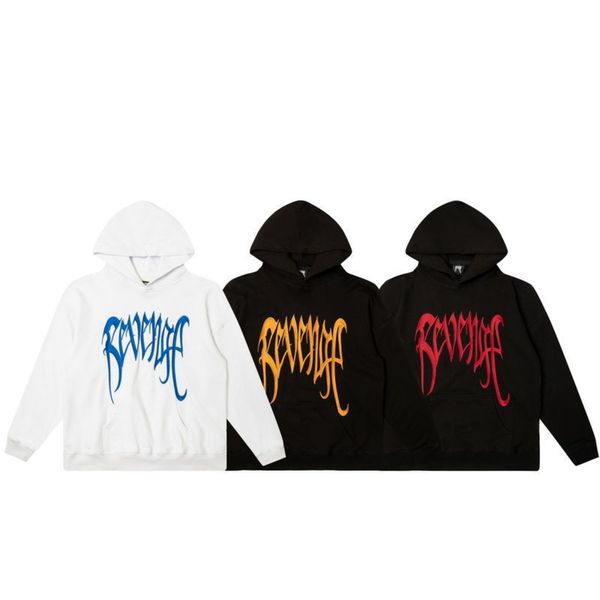 Designer Fashion Revenge Hoodie Felpa con cappuccio nera ricamata Keel Red Blue Letter Felpa con cappuccio per uomo e donna