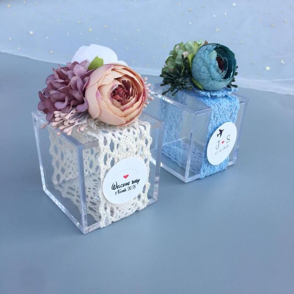 Confezioni regalo Colori personalizzati Testo Caramelle acriliche Scatole di cioccolatini per matrimoni Baby Shower Compleanno Anniversario Bomboniere Pacchetto regali