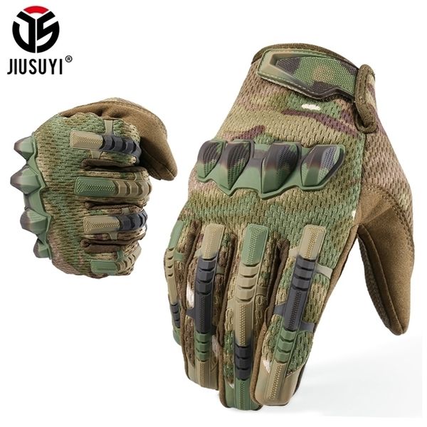 Guanti a cinque dita Multicam Guanti tattici militari a dita intere Esercito Paintball Airsoft Combattimento Touch Screen Guanto protettivo in gomma Uomo Donna 220921