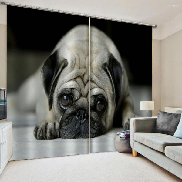 Tenda Tende oscuranti moderne 3D per soggiorno Tende per bambini con cani carini per camera da letto in seta personalizzata di fascia alta cinese