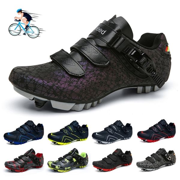 Sapatos de segurança homens MTB Ciclismo chuteiras planas Boots de bicicleta de estrada Speed ​​Bicycle Sneaker Racing Women SPD Mountain Biking Auto-travando 220921