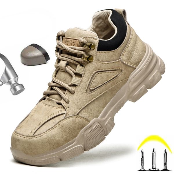 Scarpe eleganti da lavoro di sicurezza da uomo con punta in acciaio antiforatura anti-sfondamento stivaletti protettivi sneakers casual in pelle 220921