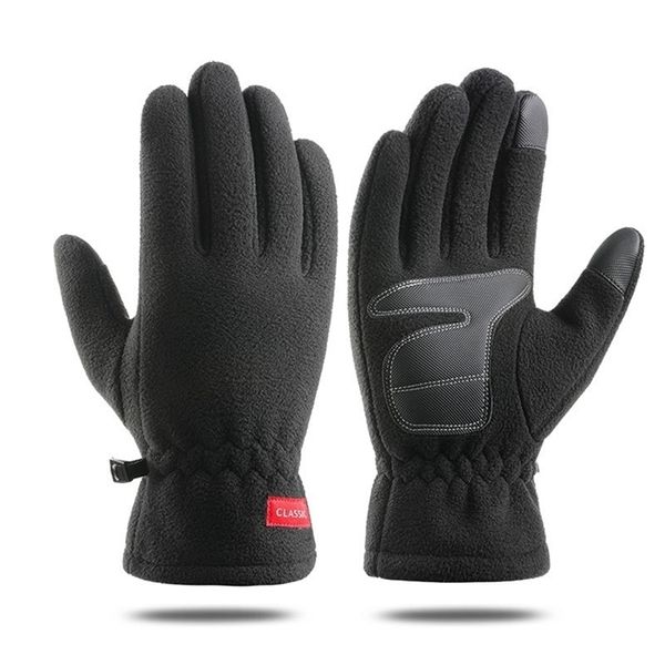 Fünf Finger Handschuhe Männer Frauen Winter Polar Fleece Silica Gel Rutschfeste Touchscreen Fahren Fäustling Plus Samt Dicke Warme Sport Radfahren Handschuh F22 220921