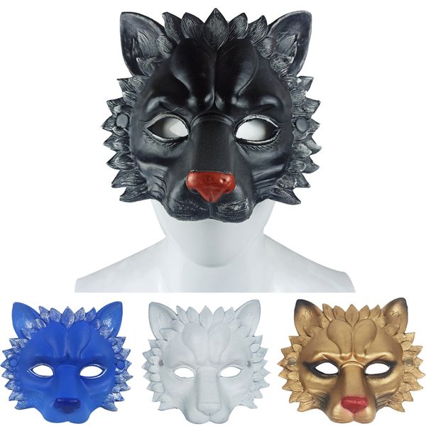 Máscaras de festa 3D Leão realista Half Face Pu Foam Animal Cosplay Halloween Masquerade Carnival Props 220920