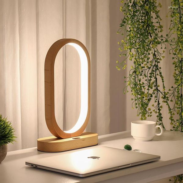 Lâmpadas de mesa 2022 Indução LED Dimning Lamp Bedroom Camada Charagem Luz Oval Luz Nórdica Moda