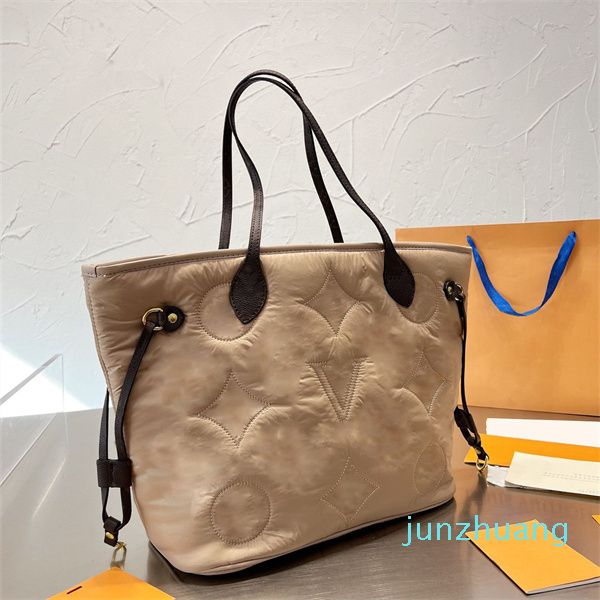 Designer - Borse per la spesa invernali da donna in piuma da uomo Fashion Design Ricamo Borse Borsa a tracolla con cuscino Borsa a tracolla di grande capacità