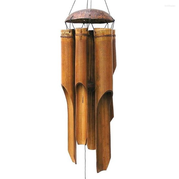 Statuette decorative Campanelli eolici in bambù Campana grande Tubo in legno di cocco Decorazioni fatte a mano per carillon da appendere a parete per interni ed esterni