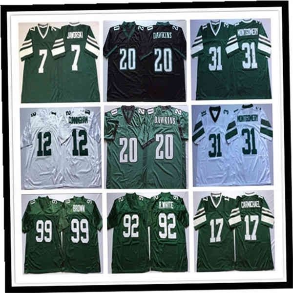 WSKT NCAA Man Retro Football Randall Cunningham Brian Dawkin Jersey Reggie White Ron Jaworski Harold Carmichael Jerome Brown Joyner Vintage