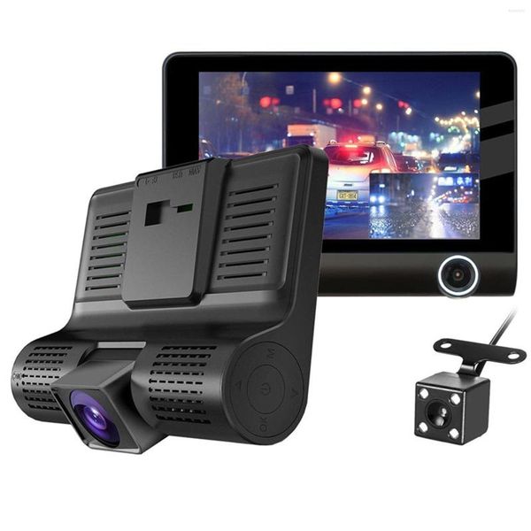 Videocamere DVR per auto 3 telecamere Obiettivo Telecamera da cruscotto da 4,0 pollici Doppio registratore video retrovisore Registratore automatico Dvr Cam