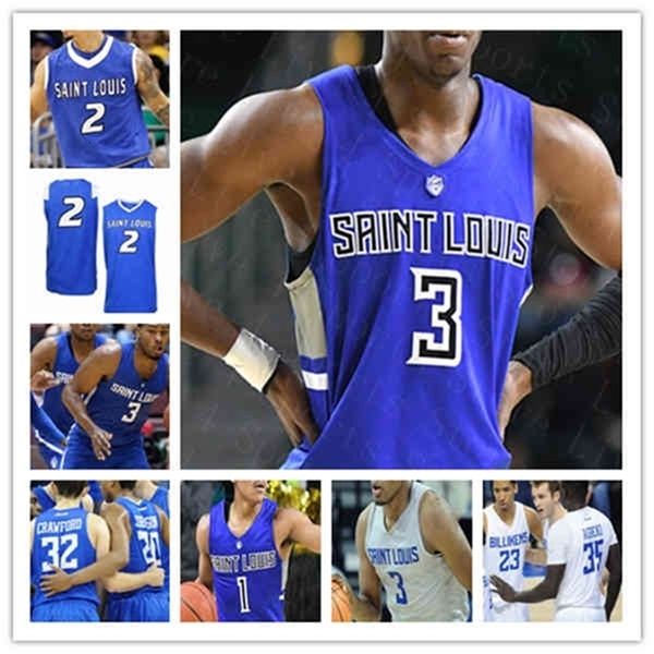 WSKT Özel NCAA Koleji Basketbol Billikens Jersey Gibson Jimerson Yuri Collins Marten Linssen Nesbitt Francis Okoro Terrence Hargrove Jr. Fred