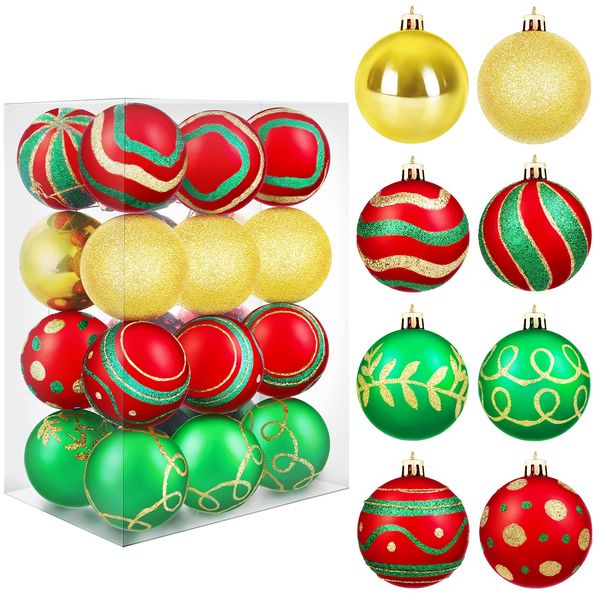 Decorazioni natalizie Ornamenti a sfera Pittura Pendenti albero scintillanti Palline decorative infrangibili in 8 modelli per rosso G Bdebag Amzjl