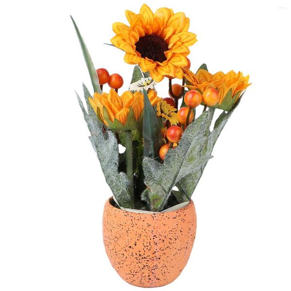 Fiori decorativi 1 pezzo di bouquet di girasoli artificiali, piante da festa in vasi tagliati, girasoli
