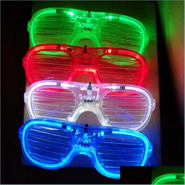 Decorazione del partito Occhiali luminosi a led lampeggianti per il compleanno Divertente Tricky Fluorescent Luminoso Rave Costume Dj Bright Drop De Packing2010 Dhqg6