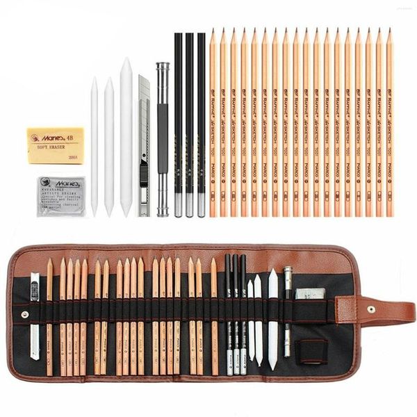 Bleistift-Set, Zeichnen, Skizzieren, Kohle, Kunst, professionelles Zubehör mit Aufbewahrungstasche für Künstler