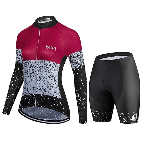 Radfahren Jersey Sets Kafitt Frauen Radfahren Kleidung Set Shirt Für Weibliche Radfahrer Sommer Langarm Jersey Bike Bluse Shorts GEL Liner ciclismo 220922