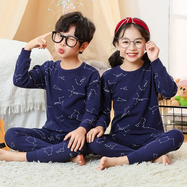 Пижама мальчики для мальчиков девочки осенние рукава детская одежда для одежды для сна хлопковые пижамы для детей 2 4 6 8 10 12 лет 220922