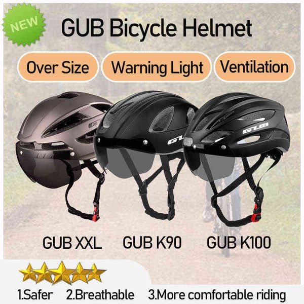 Bisiklet kaskları gub mtb gözlük bisiklet kask led ışık entegre kalıplı yol bisiklet kaskı 57-65 l- xxl büyük boyutlu güvenli yetişkin erkekler casco ciclismo t220921