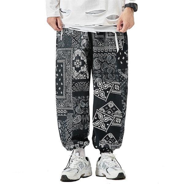 Cal￧as masculinas de tamanho grande Bandana Print Causal Pant For Men Mulheres Jap￣o Estilo Wide Perguas retas Spring Streetwear Harajuku Hip Hop 220922