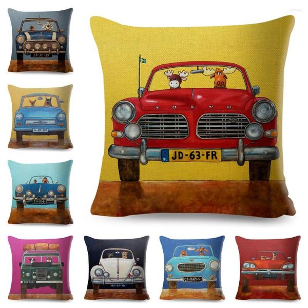 Kissen Bunte Cartoon Fahren Hund Abdeckung Dekor Schöne Haustier Tier Kissenbezug Polyester Fall Für Sofa Hause Auto 45x45 cm