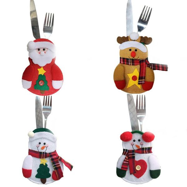 Natale Coltello Forchetta Posate Borse Set Babbo Natale Elk tavola Borsa da tavola Navidad Decorazione natalizia per la casa