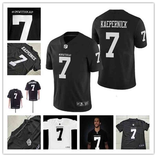 WSKT Erkekler Dikiş 7 Colin Kaepernick Imwithkap Jersey I M ile Kap Film Futbol Formaları Siyah Beyaz Kırmızı Kaliteli Karışım Sipariş Boyutu S-XXXL