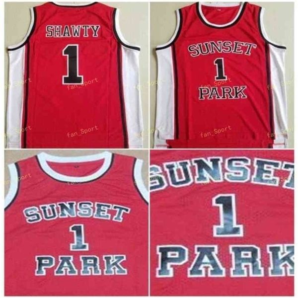 SJ Herren Sunset Park Basketball-Trikots Nr. 1 Fredro Starr Shorty Red High School Movie genähtes Jersey Sunset Park Shawty Shirts S-XXL