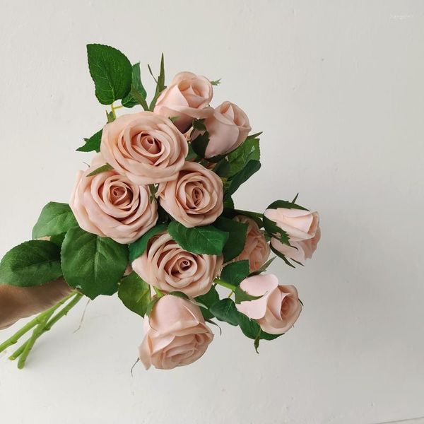 Flores decorativas de leite de leite de mão única rosa rosa artificial seca decoração de casamentos decoração para decorações de festas festivas suprimentos