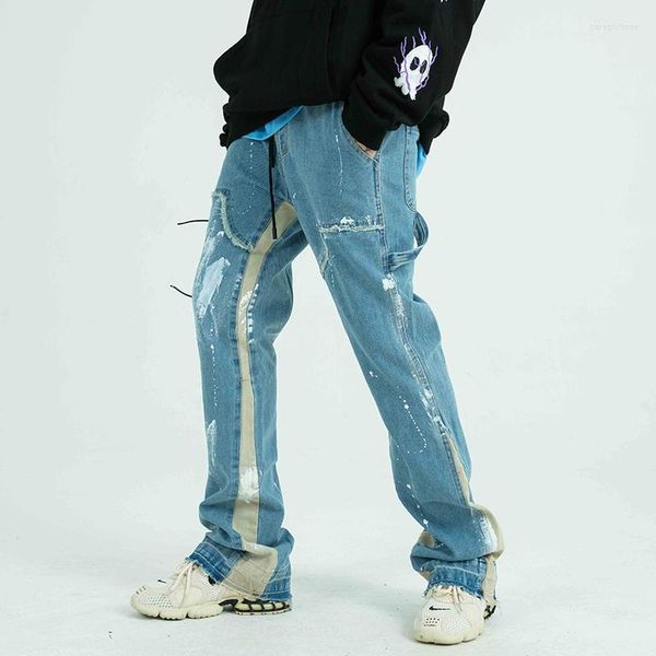 Jeans masculinos masculino masculino Men desgastou a fita desgastada das calças casuais casuais Hip Hop Harajuku Pantsmen's