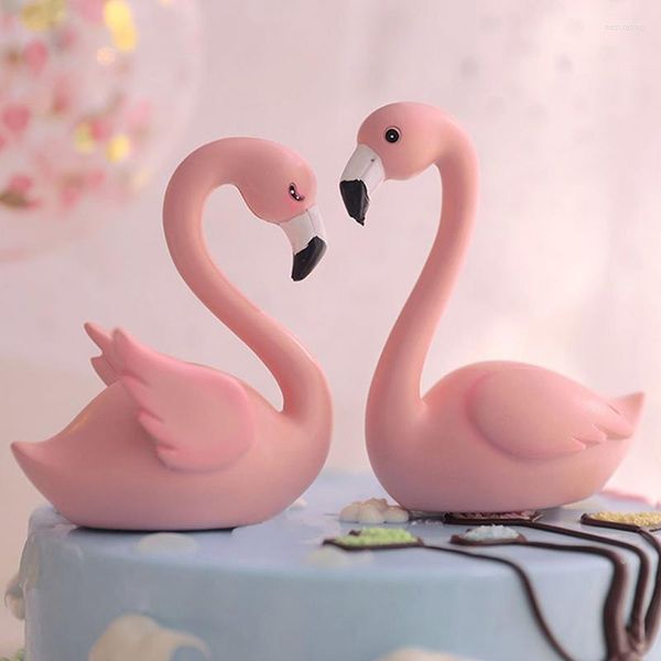 Abastecimento festivo de cisne rosa Swan Decorações de bolo adorável Topper redondo quadrado para um presente de decoração para festa de chá de bebê