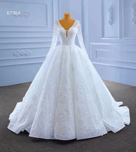 Abito da sposa elegante a maniche lunghe in tulle bianco Turchia abito da ballo SM67364