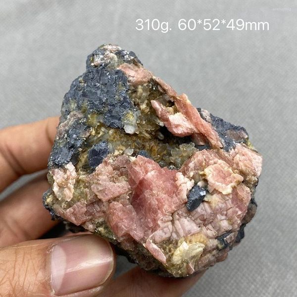 Perline di rodocrosite di quarzo naturale e campione di cristallo minerale di pirite di fluorite viola dalla provincia di Guangxi in Cina